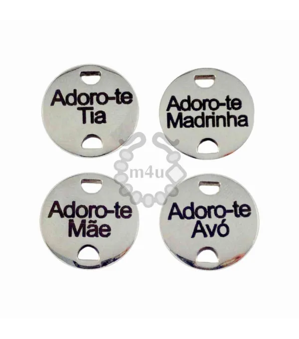Conector em Aço Inox c/ Gravação 'Adoro-te...' - 18mm | Início
