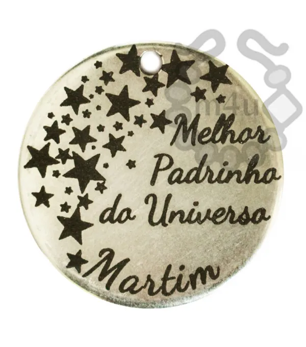 Pendente Zamak 33mm c/ Gravação Melhor Padrinho do Universo | Início