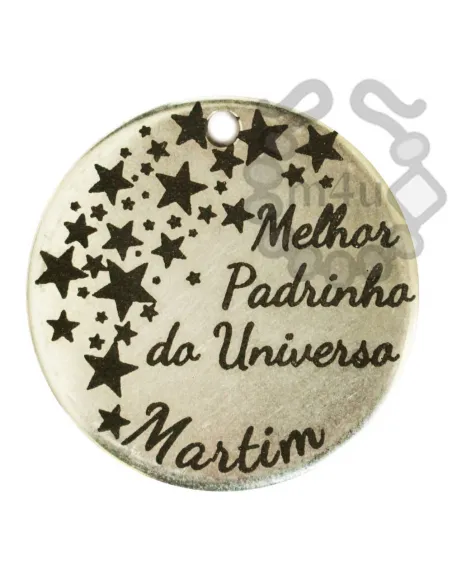 Pendente Zamak 33mm c/ Gravação Melhor Padrinho do Universo | Início