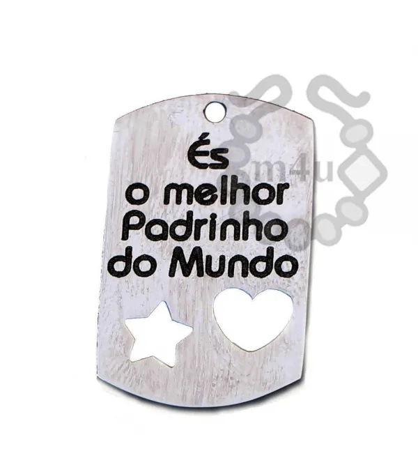 Pendente Inox c/ recortes e gravação És o melhor Padrinho do mundo | Início