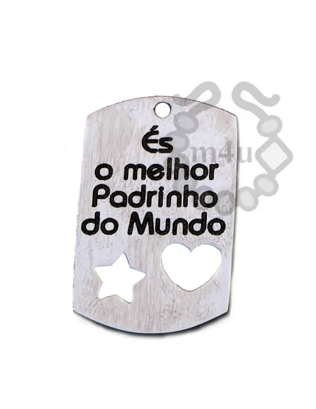 Pendente Inox c/ recortes e gravação És o melhor Padrinho do mundo | Início
