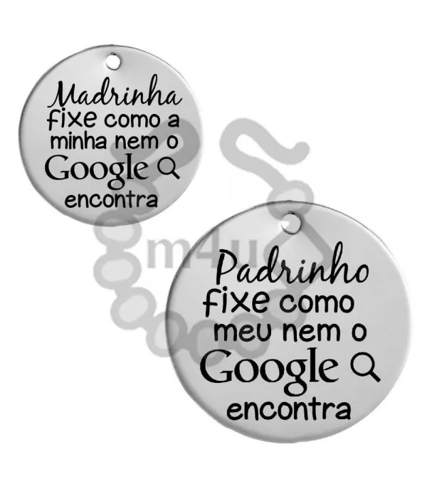 Pendente Inox 30mm c/ Gravação 'Padrinho / Madrinha fixe como ...' | Início