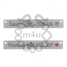 Conector Inox Rectangular com Strass e Gravação | Início