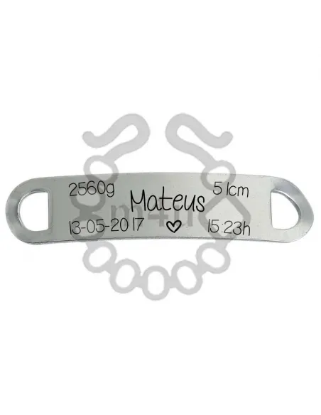 Placa para Pulseira Inox com Gravação Dados de Nascimento | Início