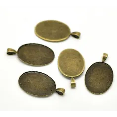 Base para Cabochon Oval 25x18mm Bronze - Material Bijuteria B2B | Componentes Base