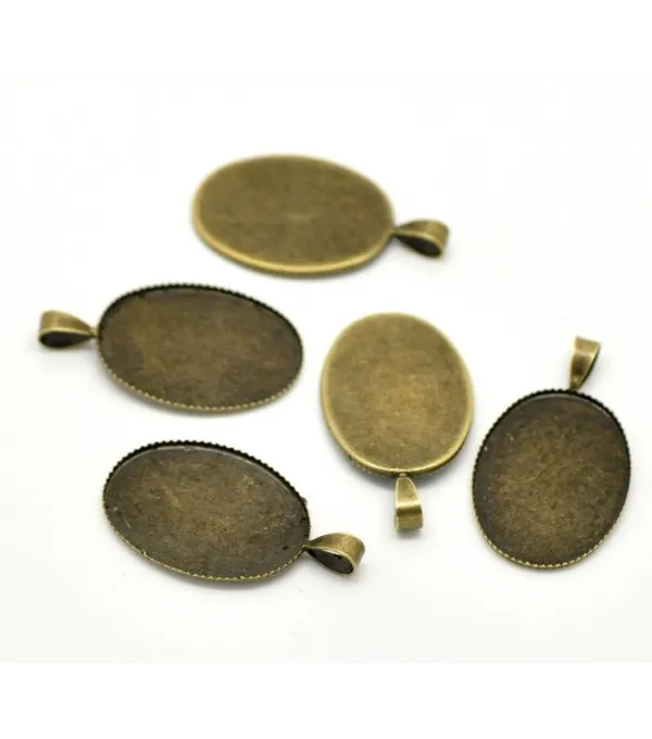 Base para Cabochon Oval 25x18mm Bronze - Material Bijuteria B2B | Componentes Base