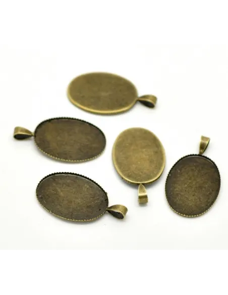 Base para Cabochon Oval 25x18mm Bronze - Material Bijuteria B2B | Componentes Base