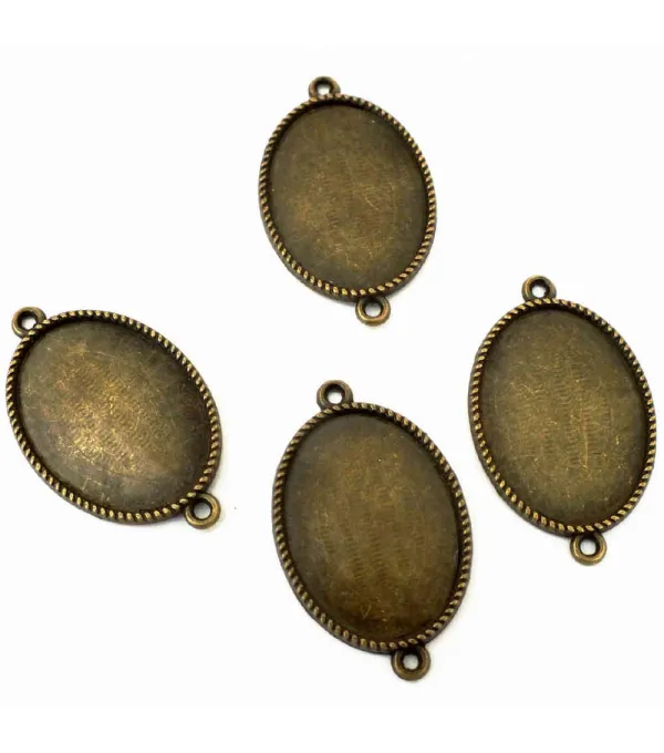Base Conector Cabochon Oval 25x18mm Bronze - Bijuteria B2B | Componentes Base