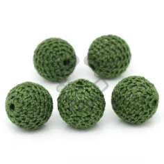 Conta Forrada a Crochet 21mm - Verde Seco | Componentes Base