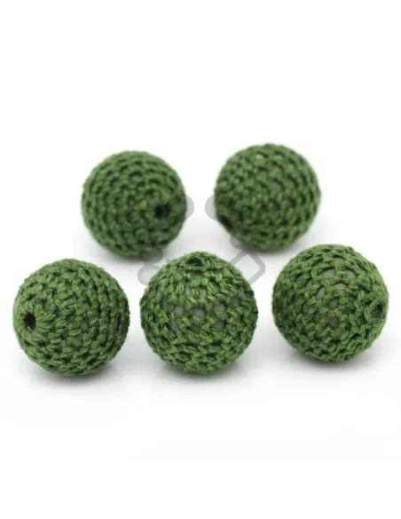 Conta Forrada a Crochet 21mm - Verde Seco | Componentes Base