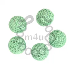Conta Forrada a Crochet 21mm - Verde Água | Componentes Base