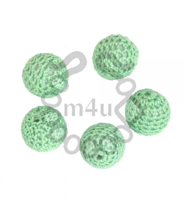Conta Forrada a Crochet 21mm - Verde Água | Componentes Base