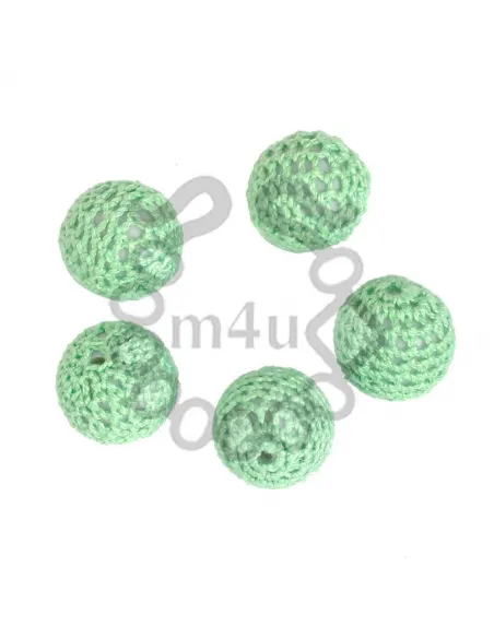 Conta Forrada a Crochet 21mm - Verde Água | Componentes Base