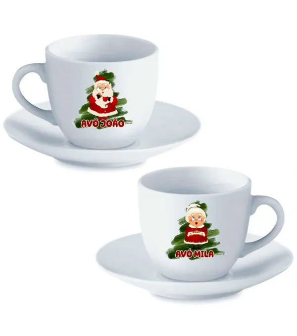 Chávena de Café c/ Pires Pai/Mãe Natal | Natal