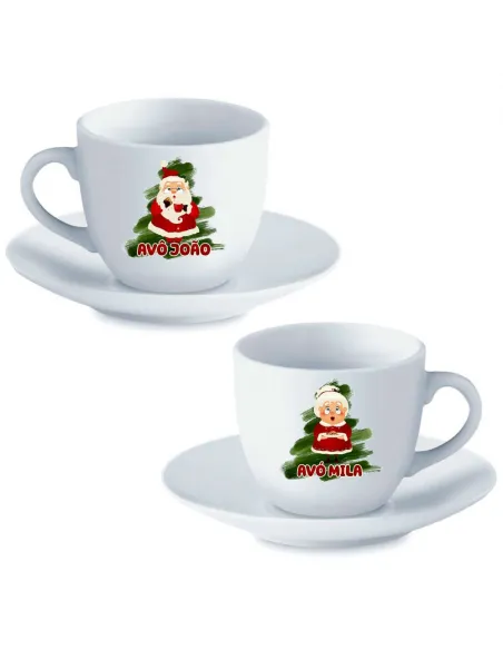 Chávena de Café c/ Pires Pai/Mãe Natal | Natal