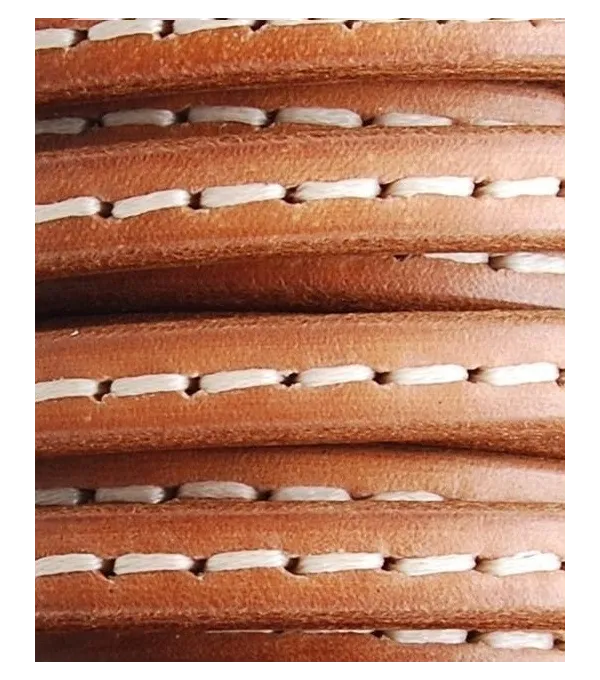 Cabedal extra grosso pespontado 10x6 mm - Camel | Fios, Cordões e Cabedais