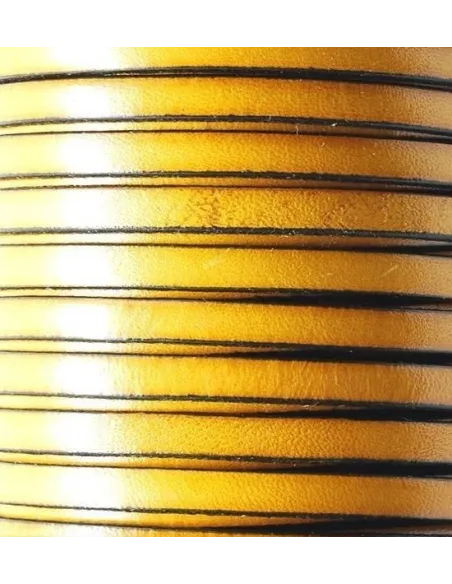 Cabedal plano de 5mm - AMARELO (lateral em preto) | Fios, Cordões e Cabedais