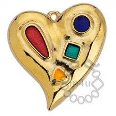 Pendente Zamak Coração Dourado c/ esmalte colorido - Grande | Início