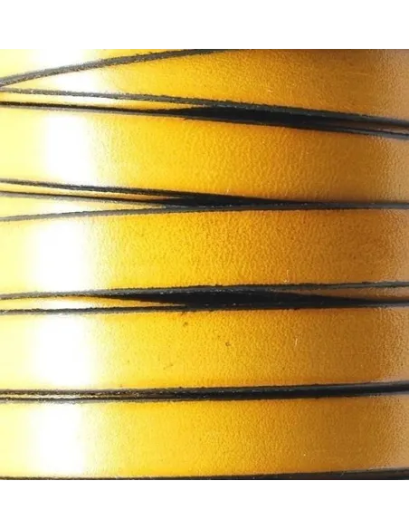 Cabedal plano de 10mm - AMARELO (lateral em preto) | Fios, Cordões e Cabedais