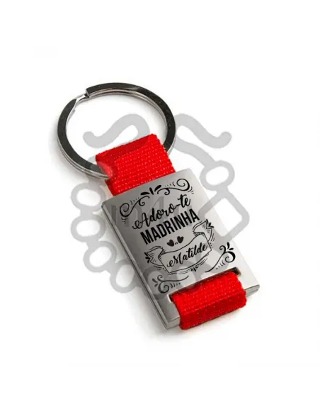 Porta-chaves Metálico c/ Fita e Gravação Adoro-te Madrinha | Início