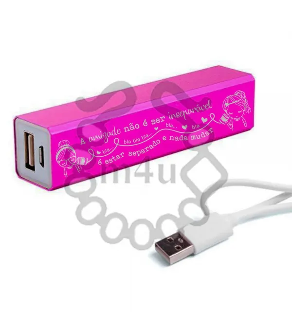 Power Bank Bateria Portátil em Metal c/ Gravação Amigas | Laser Metal