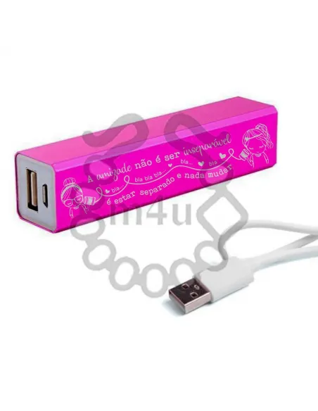 Power Bank Bateria Portátil em Metal c/ Gravação Amigas | Laser Metal