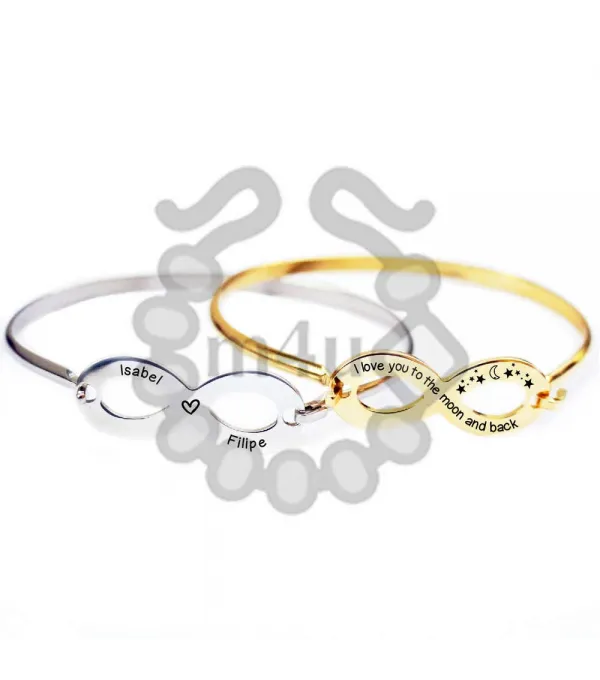 Pulseira Aço Inoxidável Infinito c/ Gravação | Laser Metal