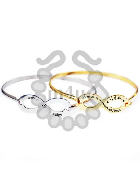 Pulseira Aço Inoxidável Infinito c/ Gravação | Laser Metal