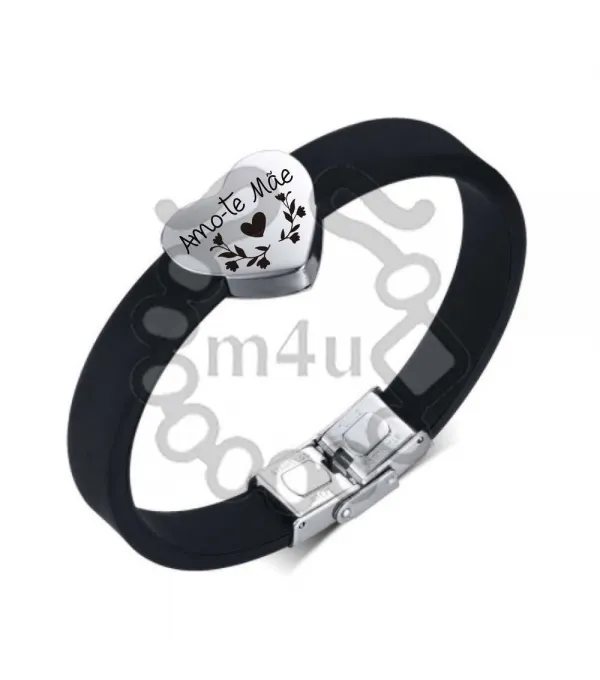 Pulseira Silicone e Aço Inoxidável 220x10mm | Laser Metal