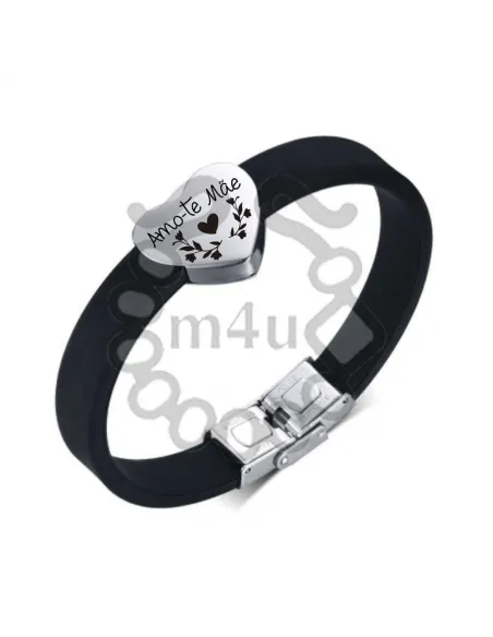 Pulseira Silicone e Aço Inoxidável 220x10mm | Laser Metal