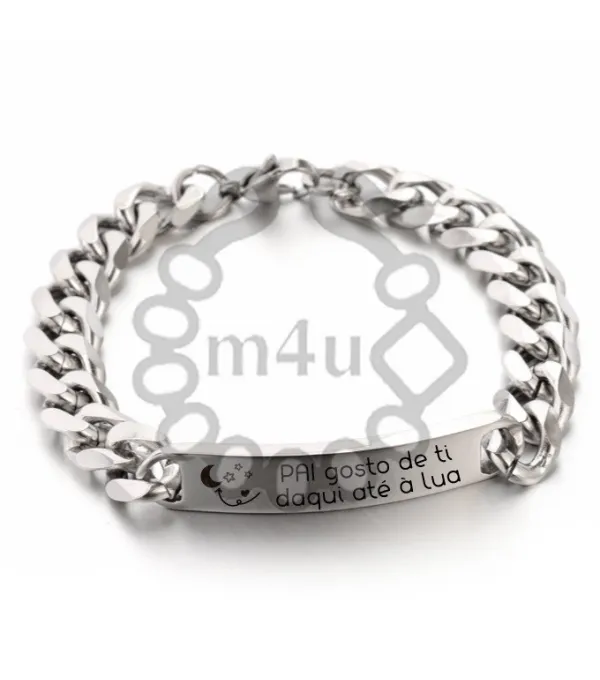 Pulseira Masculina Aço Inoxidável 215x10mm | Laser Metal