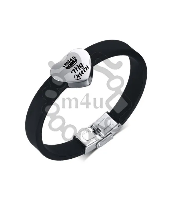 Pulseira Silicone e Aço Inoxidável Coração - My Queen | Laser Metal