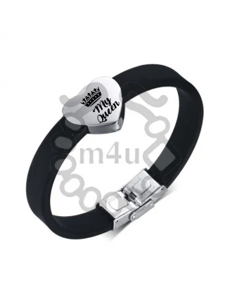 Pulseira Silicone e Aço Inoxidável Coração - My Queen | Laser Metal