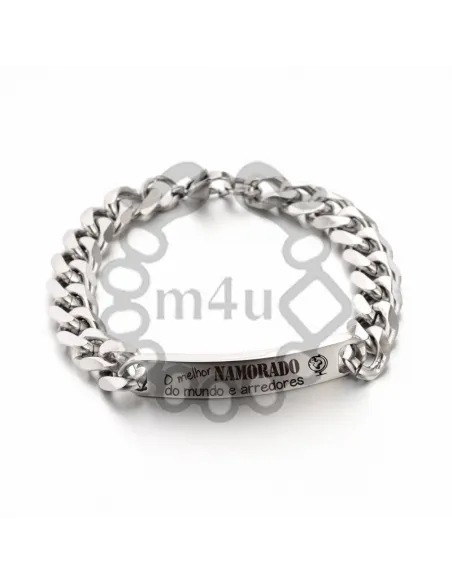 Pulseira Masculina Aço Inoxidável 'Melhor Namorado' - 215x10mm | Laser Metal
