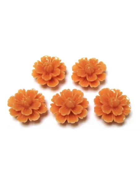 Flor de Resina - Cabochon 14 mm - Laranja | Componentes Base