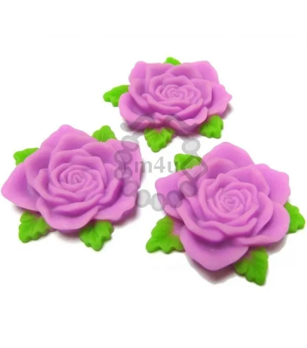 Flor Rosa em resina  - Cabochon 37mm - Lilás | Componentes Base