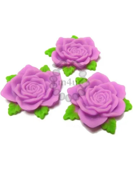 Flor Rosa em resina  - Cabochon 37mm - Lilás | Componentes Base