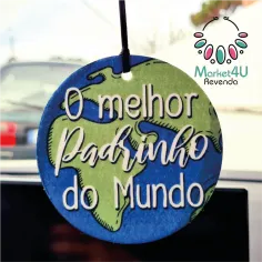 Ambientador Auto Melhor Padrinho do Mundo Personalizável - B2B | Utilitários / Decoração
