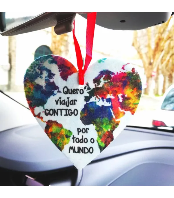 Ambientador Auto Coração Mapa Quero Viajar Contigo - B2B | Utilitários / Decoração