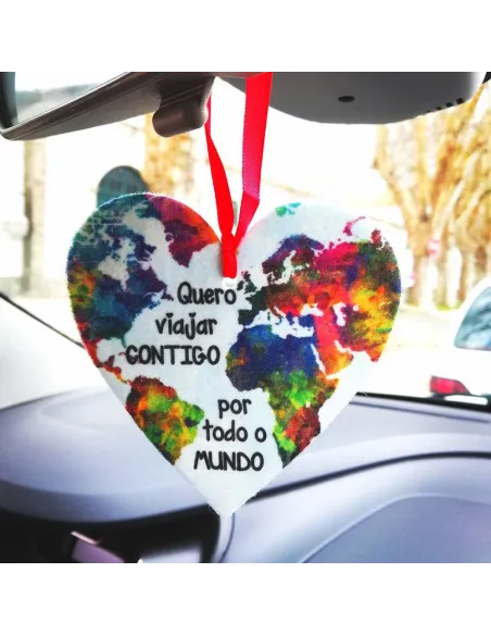Ambientador Auto Coração Mapa Quero Viajar Contigo - B2B | Utilitários / Decoração