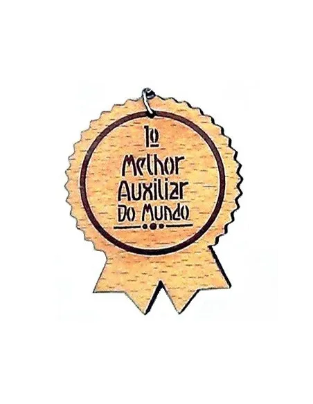 Pendente de madeira com gravação 'Melhor Auxiliar do Mundo' | Início