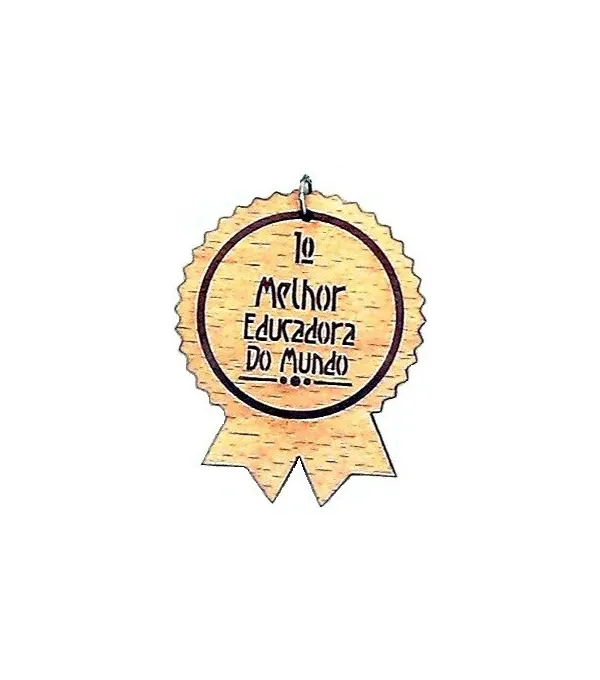 Pendente de madeira com gravação 'Melhor Educadora do Mundo' | Início
